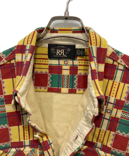 RRL（ダブルアールエル）RRL (ダブルアールエル) 総柄ワークシャツ レッド×グリーン サイズ:Lの古着・服飾アイテム
