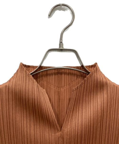 PLEATS PLEASE（プリーツプリーズ）PLEATS PLEASE (プリーツプリーズ) ノースリーブプリーツワンピース ブラウン サイズ:不明の古着・服飾アイテム