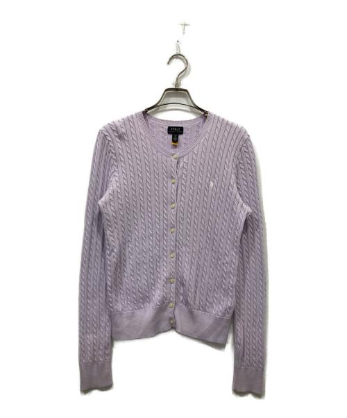 POLO RALPH LAUREN（ポロ・ラルフローレン）POLO RALPH LAUREN (ポロ・ラルフローレン) ケーブルニットカーディガン ラベンダー サイズ:XL(160)の古着・服飾アイテム