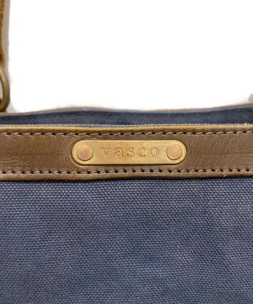 vasco（ヴァスコ）vasco (ヴァスコ) レザー切替トートバッグ ネイビー×ブラウンの古着・服飾アイテム