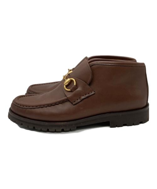 GUCCI（グッチ）GUCCI (グッチ) ホースビッモカシンブーツ ブラウン サイズ:6 1/2の古着・服飾アイテム