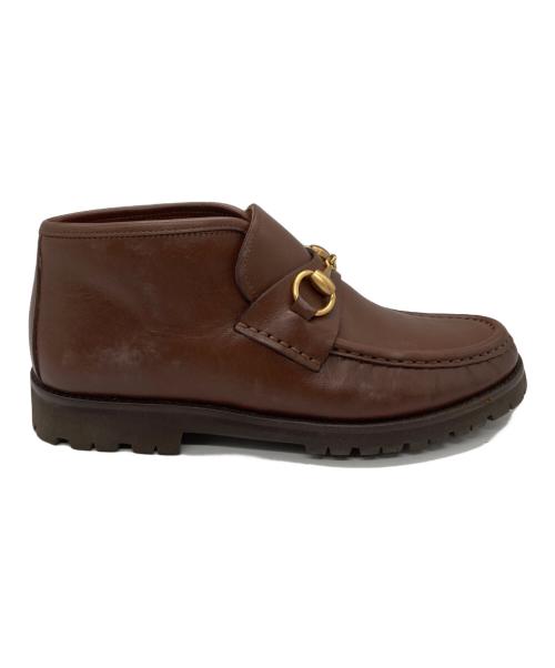 GUCCI（グッチ）GUCCI (グッチ) ホースビッモカシンブーツ ブラウン サイズ:6 1/2の古着・服飾アイテム