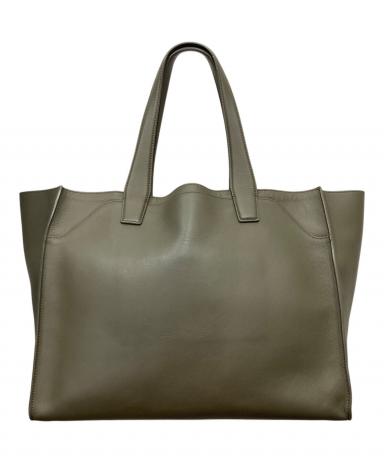 FARO ファーロ トートバッグ  茶 【古着】【中古】【送料無料】 中古・古着通販】FARO (ファーロ) スムースレザートートバッグ カーキ