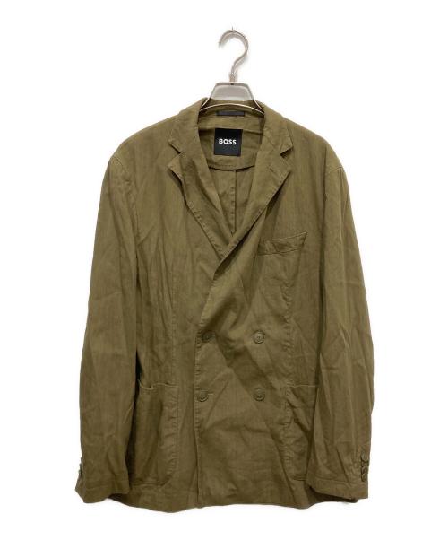 HUGO BOSS（ヒューゴ ボス）HUGO BOSS (ヒューゴ ボス) リネン混セットアップスーツ カーキ サイズ:UK50の古着・服飾アイテム