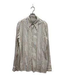 Casely-Hayford（ケイスリーヘイフォード）の古着「リネン混ストライプシャツ」｜ホワイト×ブルー