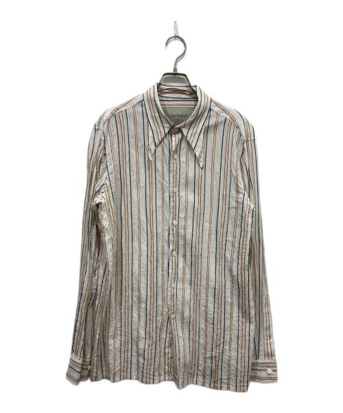Casely-Hayford（ケイスリーヘイフォード）Casely-Hayford (ケイスリーヘイフォード) リネン混ストライプシャツ ホワイト×ブルー サイズ:Lの古着・服飾アイテム