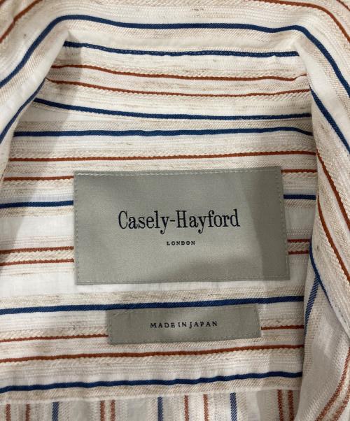 Casely-Hayford（ケイスリーヘイフォード）Casely-Hayford (ケイスリーヘイフォード) リネン混ストライプシャツ ホワイト×ブルー サイズ:Lの古着・服飾アイテム