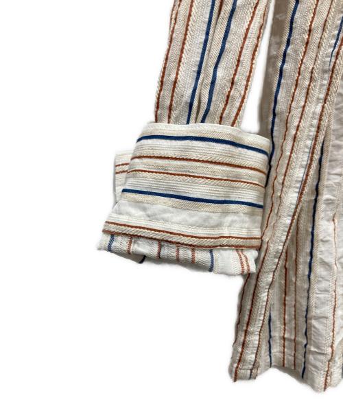 Casely-Hayford（ケイスリーヘイフォード）Casely-Hayford (ケイスリーヘイフォード) リネン混ストライプシャツ ホワイト×ブルー サイズ:Lの古着・服飾アイテム