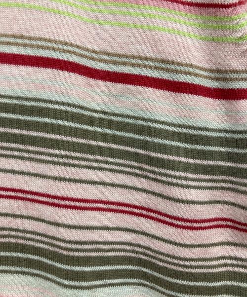 stussy（ステューシー）stussy (ステューシー) Knit Stripe Polo ピンク×カーキ サイズ:Mの古着・服飾アイテム