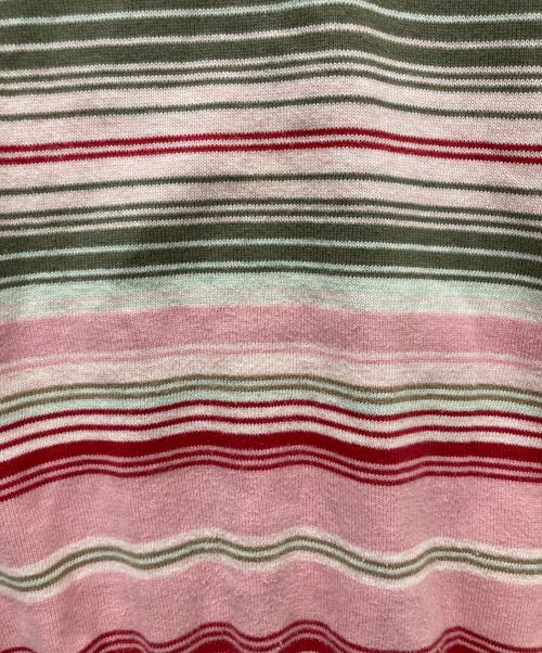 stussy（ステューシー）stussy (ステューシー) Knit Stripe Polo ピンク×カーキ サイズ:Mの古着・服飾アイテム