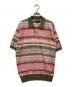 stussy（ステューシー）の古着「Knit Stripe Polo」｜ピンク×カーキ