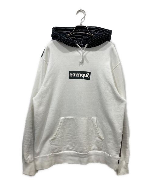 SUPREME（シュプリーム）SUPREME (シュプリーム) COMME des GARCONS SHIRT (コムデギャルソンシャツ) Box Logo Pullover Hooded Sweatshirt ホワイト サイズ:Lの古着・服飾アイテム