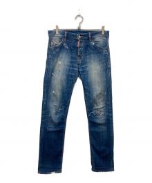 DSQUARED2（ディースクエアード）の古着「ペイントデニムパンツ」｜ネイビー