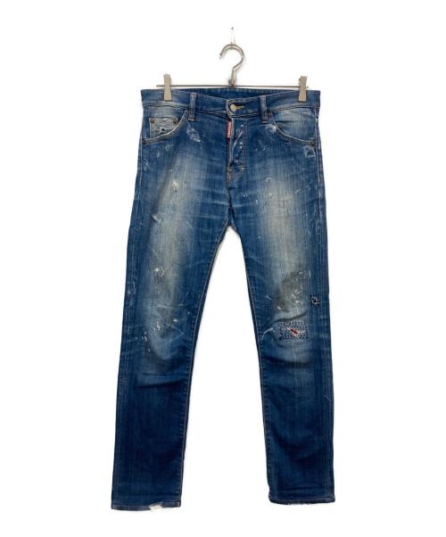 DSQUARED2（ディースクエアード）DSQUARED2 (ディースクエアード) ペイントデニムパンツ ネイビー サイズ:44の古着・服飾アイテム