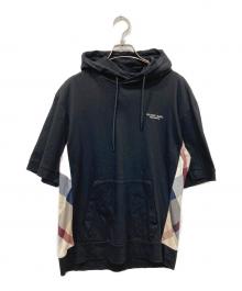 BLACK LABEL CRESTBRIDGE（ブラックレーベル クレストブリッジ）の古着「サイドチェック半袖パーカー」｜ブラック