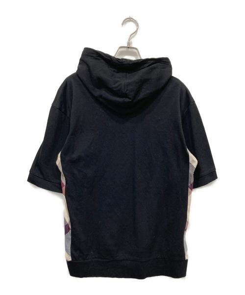 BLACK LABEL CRESTBRIDGE（ブラックレーベル クレストブリッジ）BLACK LABEL CRESTBRIDGE (ブラックレーベル クレストブリッジ) サイドチェック半袖パーカー ブラック サイズ:Mの古着・服飾アイテム