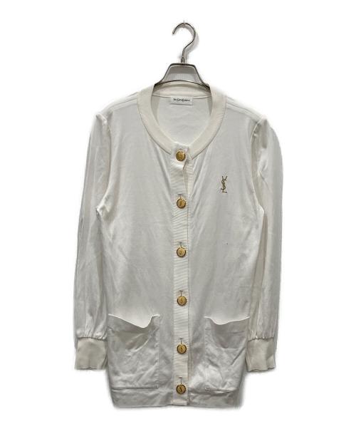 Yves Saint Laurent（イヴサンローラン）Yves Saint Laurent (イヴサンローラン) 金釦カーディガン ホワイト サイズ:Mの古着・服飾アイテム