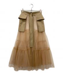 MAISON SPECIAL（メゾンスペシャル）の古着「Tulle Tiered Belt Skirt」｜ベージュ