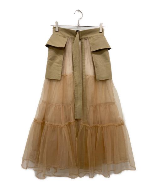 MAISON SPECIAL（メゾンスペシャル）MAISON SPECIAL (メゾンスペシャル) Tulle Tiered Belt Skirt ベージュ サイズ:FREEの古着・服飾アイテム