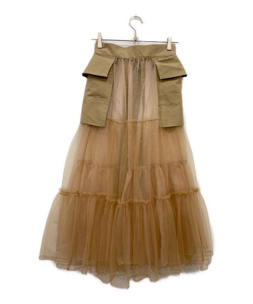 MAISON SPECIAL（メゾンスペシャル）MAISON SPECIAL (メゾンスペシャル) Tulle Tiered Belt Skirt ベージュ サイズ:FREEの古着・服飾アイテム