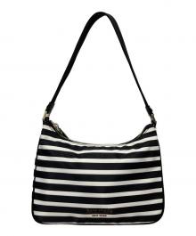 Kate Spade（ケイトスペード）の古着「ボーダーナイロンバッグ」｜ブラック×ホワイト