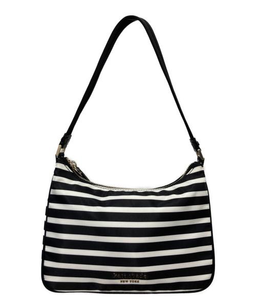Kate Spade（ケイトスペード）Kate Spade (ケイトスペード) ボーダーナイロンバッグ ブラック×ホワイトの古着・服飾アイテム