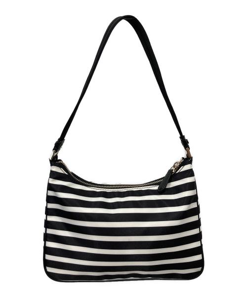 Kate Spade（ケイトスペード）Kate Spade (ケイトスペード) ボーダーナイロンバッグ ブラック×ホワイトの古着・服飾アイテム