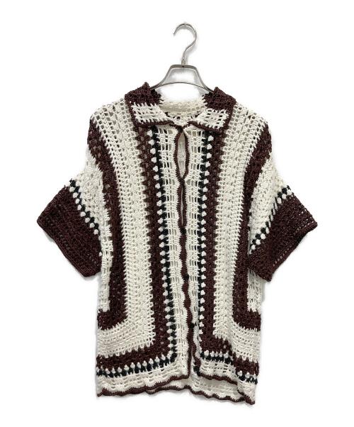 TODAYFUL（トゥデイフル）TODAYFUL (トゥデイフル) Crochet Over Shirts ホワイト×ブラウン サイズ:ＦＲＥＥの古着・服飾アイテム