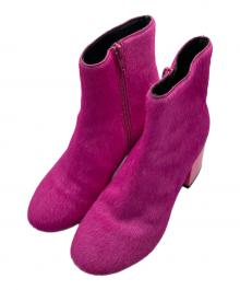 MM6 Maison Margiela（エムエムシックスメゾンマルジェラ）の古着「チャンキーヒールショートハラコブーツ」｜ピンク