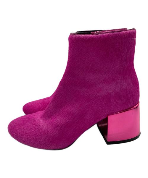 MM6 Maison Margiela（エムエムシックスメゾンマルジェラ）MM6 Maison Margiela (エムエムシックスメゾンマルジェラ) チャンキーヒールショートハラコブーツ ピンク サイズ:36の古着・服飾アイテム