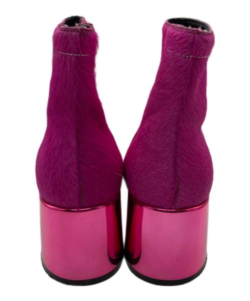 MM6 Maison Margiela（エムエムシックスメゾンマルジェラ）MM6 Maison Margiela (エムエムシックスメゾンマルジェラ) チャンキーヒールショートハラコブーツ ピンク サイズ:36の古着・服飾アイテム