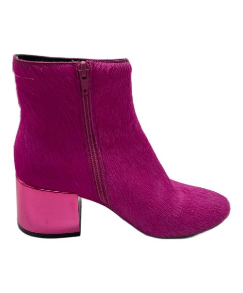 MM6 Maison Margiela（エムエムシックスメゾンマルジェラ）MM6 Maison Margiela (エムエムシックスメゾンマルジェラ) チャンキーヒールショートハラコブーツ ピンク サイズ:36の古着・服飾アイテム