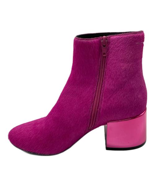 MM6 Maison Margiela（エムエムシックスメゾンマルジェラ）MM6 Maison Margiela (エムエムシックスメゾンマルジェラ) チャンキーヒールショートハラコブーツ ピンク サイズ:36の古着・服飾アイテム