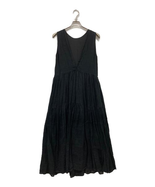 Plage（プラージュ）Plage (プラージュ) Linen Tiered ドレス ブラック サイズ:38の古着・服飾アイテム