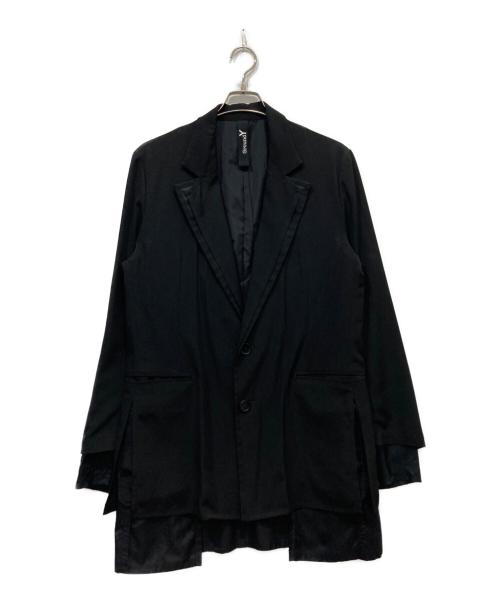 GROUND Y（グラウンドワイ）GROUND Y (グラウンドワイ) TRIACETATE/POLYESTER CREPE de CHINE DOUBLE JACKET ブラック サイズ:4の古着・服飾アイテム