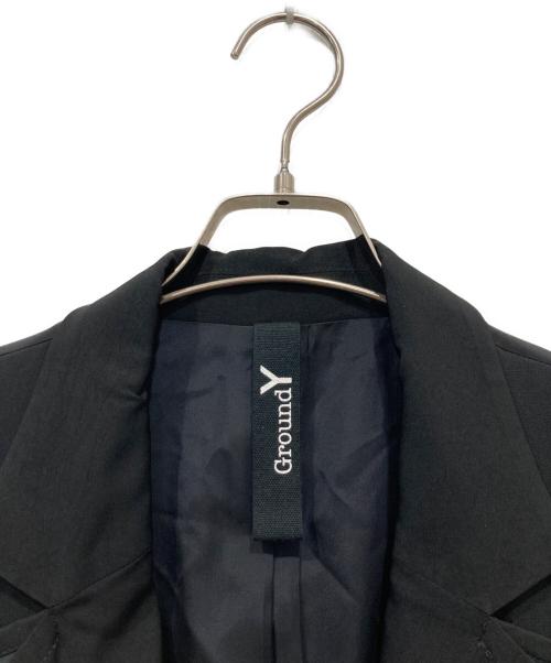 GROUND Y（グラウンドワイ）GROUND Y (グラウンドワイ) TRIACETATE/POLYESTER CREPE de CHINE DOUBLE JACKET ブラック サイズ:4の古着・服飾アイテム