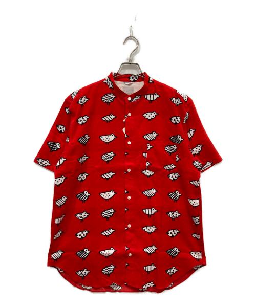 SOU・SOU（ソウソウ）SOU・SOU (ソウソウ) 高島縮 スタンドカラー半袖シャツ レッド サイズ:Lの古着・服飾アイテム