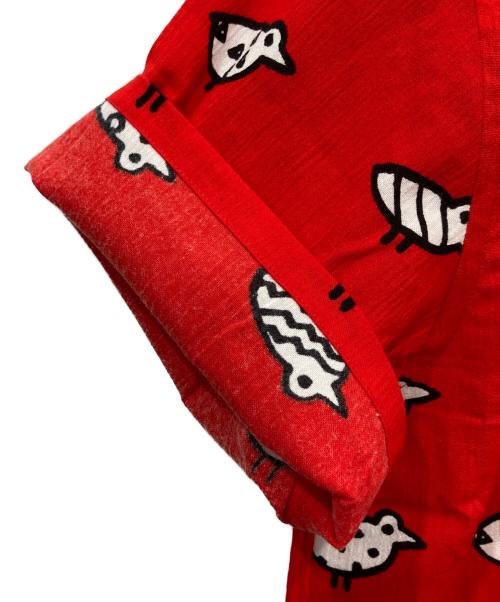 SOU・SOU（ソウソウ）SOU・SOU (ソウソウ) 高島縮 スタンドカラー半袖シャツ レッド サイズ:Lの古着・服飾アイテム