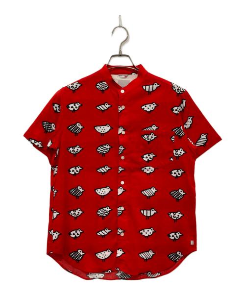 SOU・SOU（ソウソウ）SOU・SOU (ソウソウ) 高島縮 スタンドカラー半袖シャツ レッド サイズ:Sの古着・服飾アイテム
