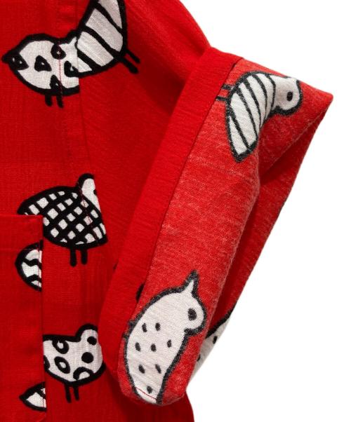 SOU・SOU（ソウソウ）SOU・SOU (ソウソウ) 高島縮 スタンドカラー半袖シャツ レッド サイズ:Sの古着・服飾アイテム