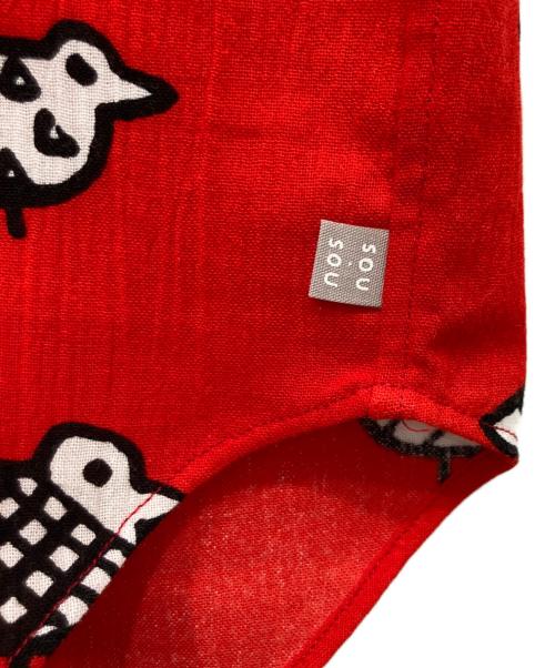 SOU・SOU（ソウソウ）SOU・SOU (ソウソウ) 高島縮 スタンドカラー半袖シャツ レッド サイズ:Sの古着・服飾アイテム
