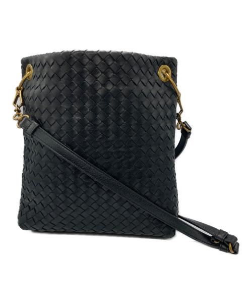 BOTTEGA VENETA（ボッテガベネタ）BOTTEGA VENETA (ボッテガベネタ) イントレチャートショルダーバッグ ブラックの古着・服飾アイテム