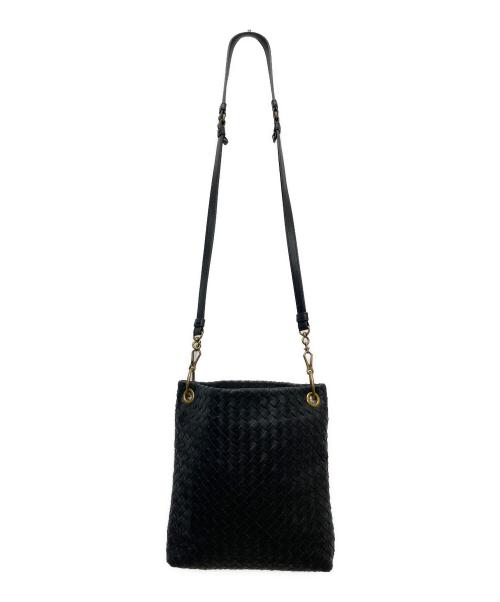 BOTTEGA VENETA（ボッテガベネタ）BOTTEGA VENETA (ボッテガベネタ) イントレチャートショルダーバッグ ブラックの古着・服飾アイテム
