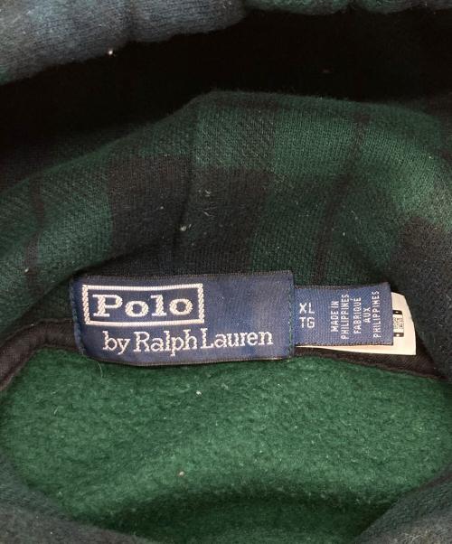POLO RALPH LAUREN（ポロ・ラルフローレン）POLO RALPH LAUREN (ポロ・ラルフローレン) タータンチェックブラックウォッチ パーカー グリーン×ネイビー サイズ:XLの古着・服飾アイテム