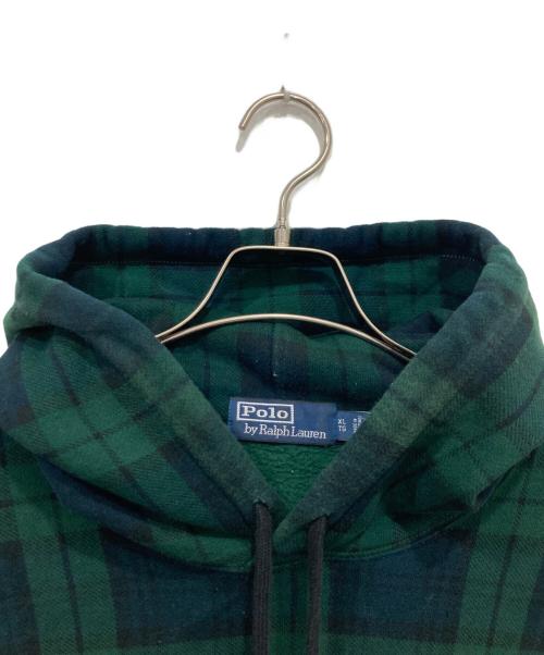 POLO RALPH LAUREN（ポロ・ラルフローレン）POLO RALPH LAUREN (ポロ・ラルフローレン) タータンチェックブラックウォッチ パーカー グリーン×ネイビー サイズ:XLの古着・服飾アイテム