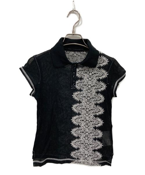 Y's Red Label（ワイズレッドレーベル）Y's Red Label (ワイズレッドレーベル) 刺繍デザインメッシュポロシャツ ブラック サイズ:2の古着・服飾アイテム