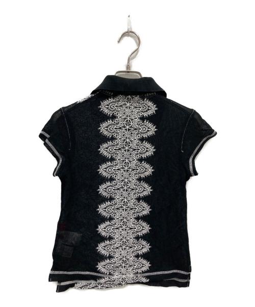 Y's Red Label（ワイズレッドレーベル）Y's Red Label (ワイズレッドレーベル) 刺繍デザインメッシュポロシャツ ブラック サイズ:2の古着・服飾アイテム