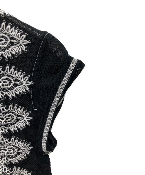 Y's Red Label（ワイズレッドレーベル）Y's Red Label (ワイズレッドレーベル) 刺繍デザインメッシュポロシャツ ブラック サイズ:2の古着・服飾アイテム
