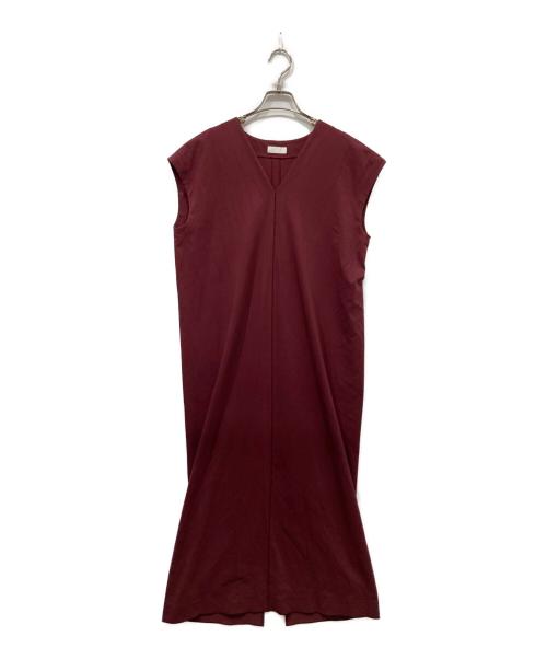 BALLSEY（ボールジィ）BALLSEY (ボールジィ) コットンナイロンリバーポンチ Vネックワンピース ボルドー サイズ:36の古着・服飾アイテム