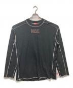 DIESELディーゼル）の古着「オーバーロックステッチロンT」｜ブラック